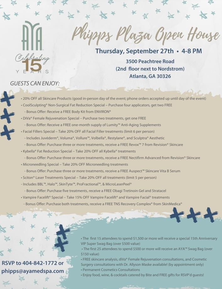 Celebrate 15 Years of Skincare Excellence at our Fall 2018 Open House Events!