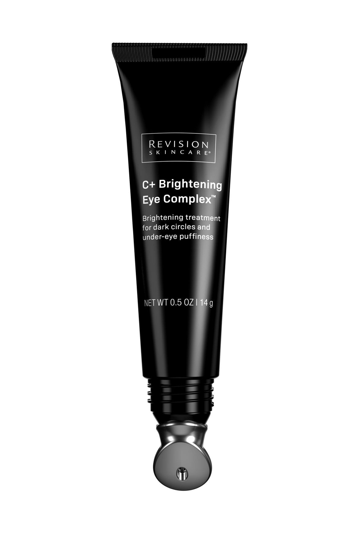 A tube of Revision Skincare C+ Brightening Eye Complex, designed for brightening and de-puffing the under-eye area.