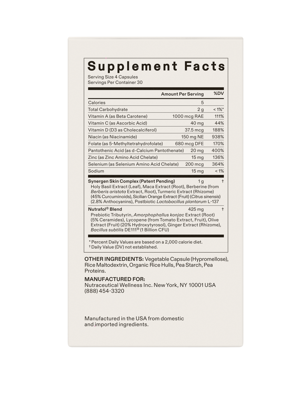 Nutrafol Skin  Women ingredients