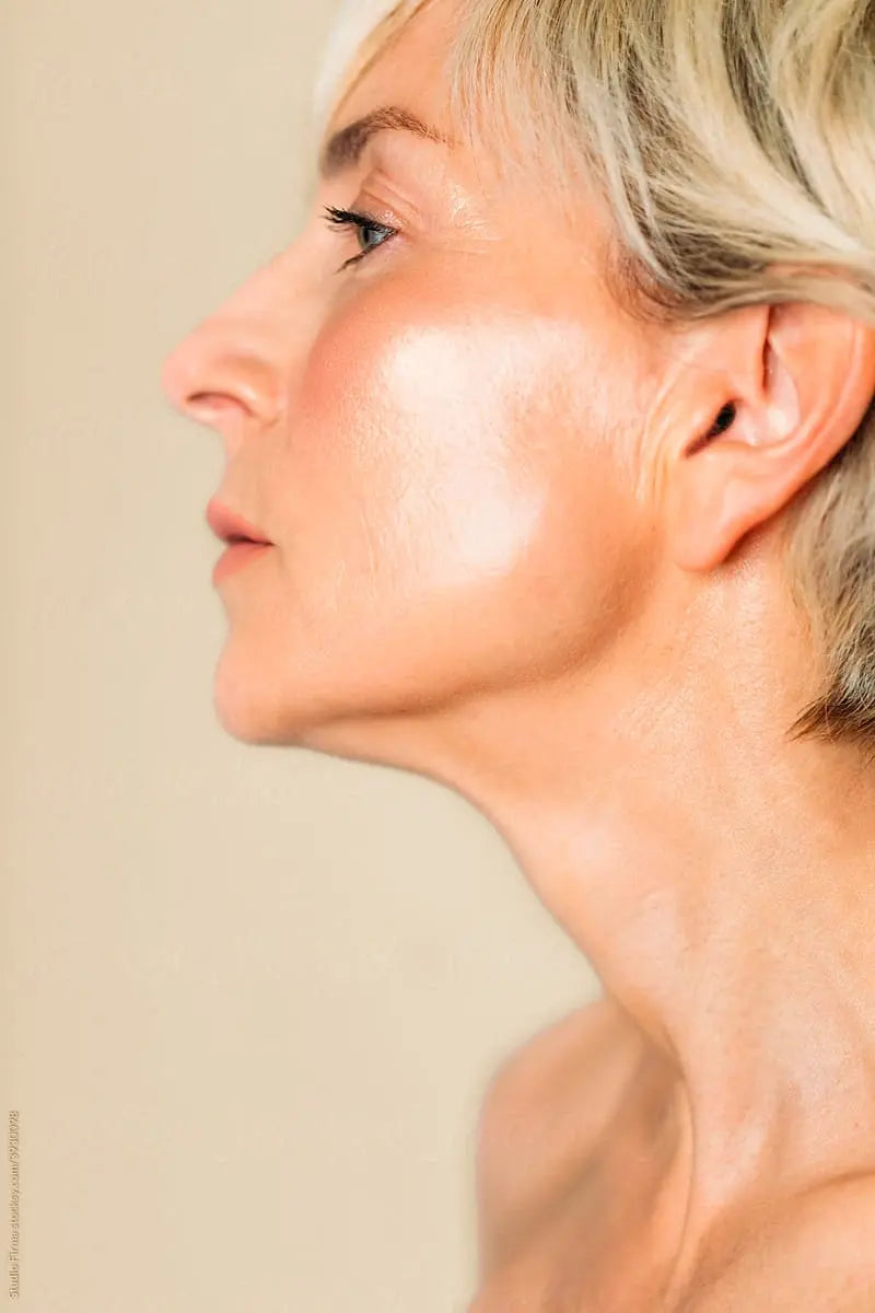 Woman with smooth, lifted facial contours